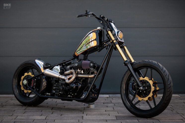 Performance chopper with West Coast Choppers CFL frame and S&S Cycle motor, by MB Cycles