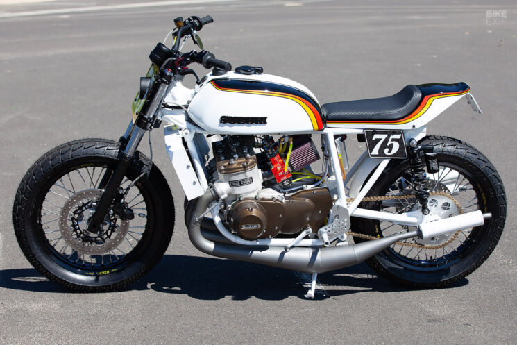 Two-stroke Suzuki GT750 café racer by Corey Potter